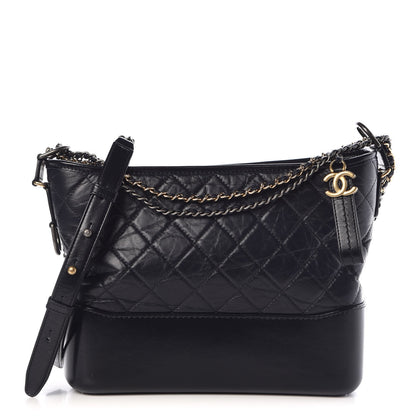 Chanel Aged Calfskin Quilted Medium Gabrielle Hobo Dark Navy Blue 1 of 7