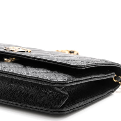 Chanel Caviar Quilted Crystal Enamel CC Wallet On Chain WOC Black 10 of 10