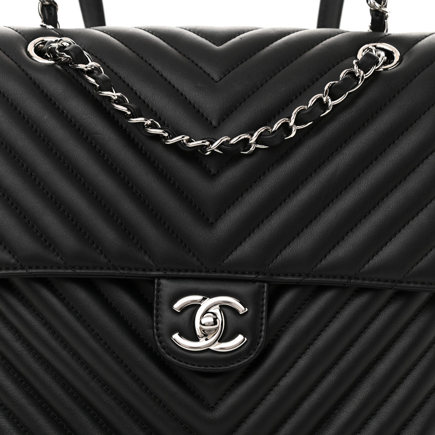 Calfskin Chevron Quilted Large Urban Spirit Backpack Black