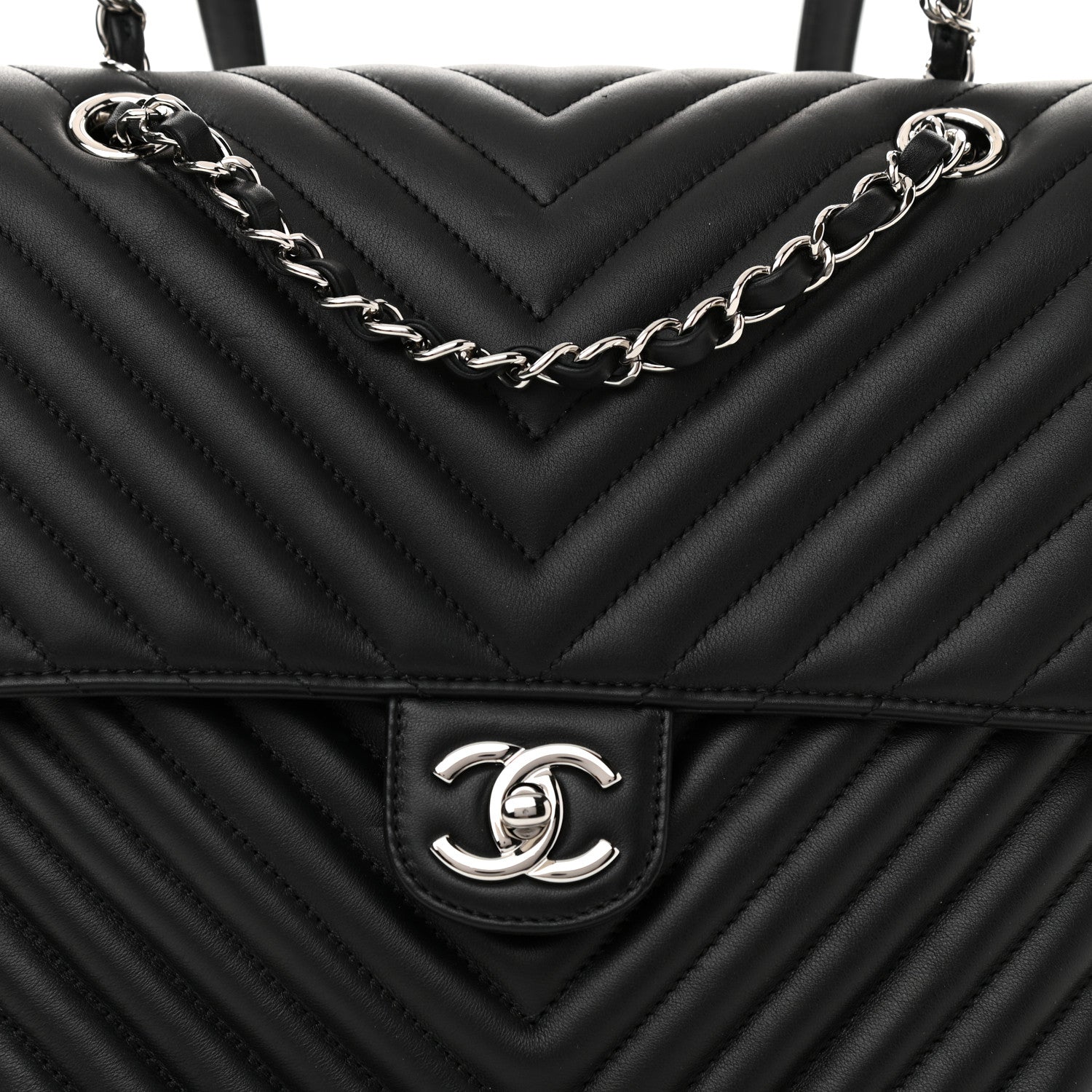Chanel Calfskin Chevron Quilted Large Urban Spirit Backpack Black 8 of 10
