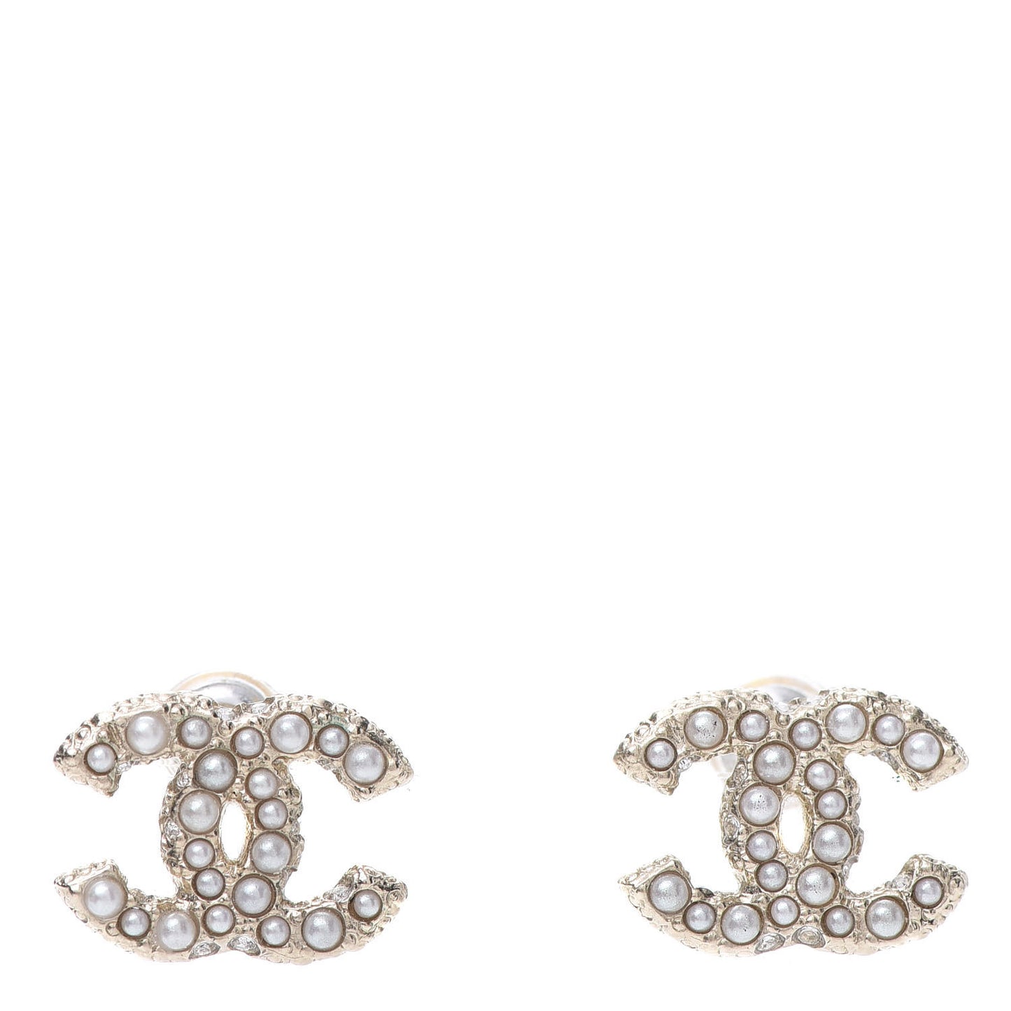Pearl Crystal CC Earrings Light Gold