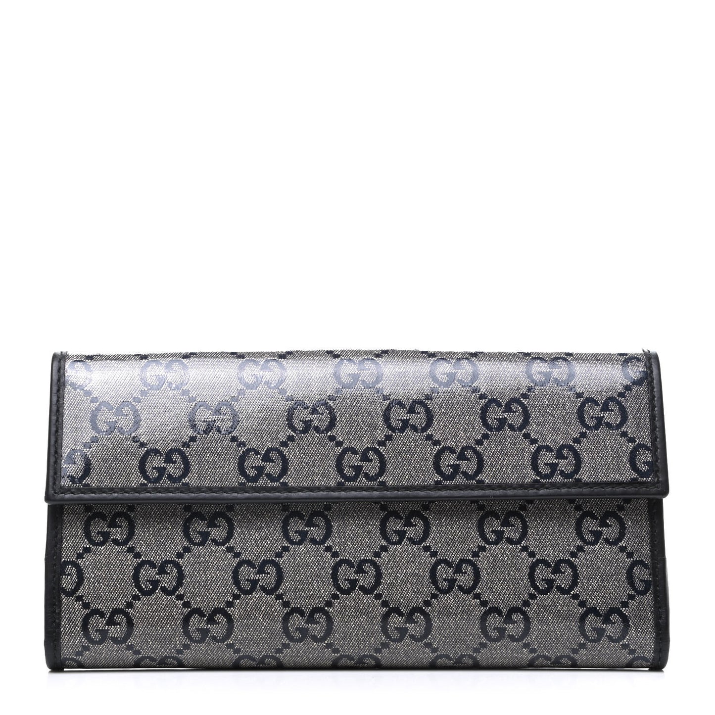 Crystal Monogram Icon Bar Continental Flap Wallet Dark Blue