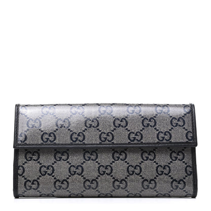 Gucci Crystal Monogram Icon Bar Continental Flap Wallet Dark Blue 1 of 9