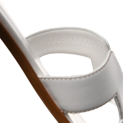 Hermes Box Calfskin Oran Sandals 37.5 White 6 of 9