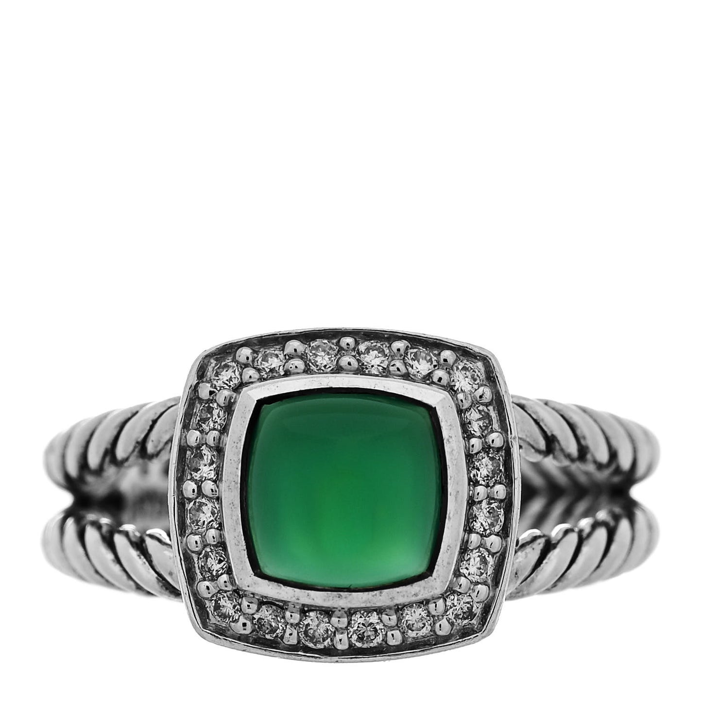 Sterling Silver Diamond Green Onyx 7mm Petite Albion Ring 54 7