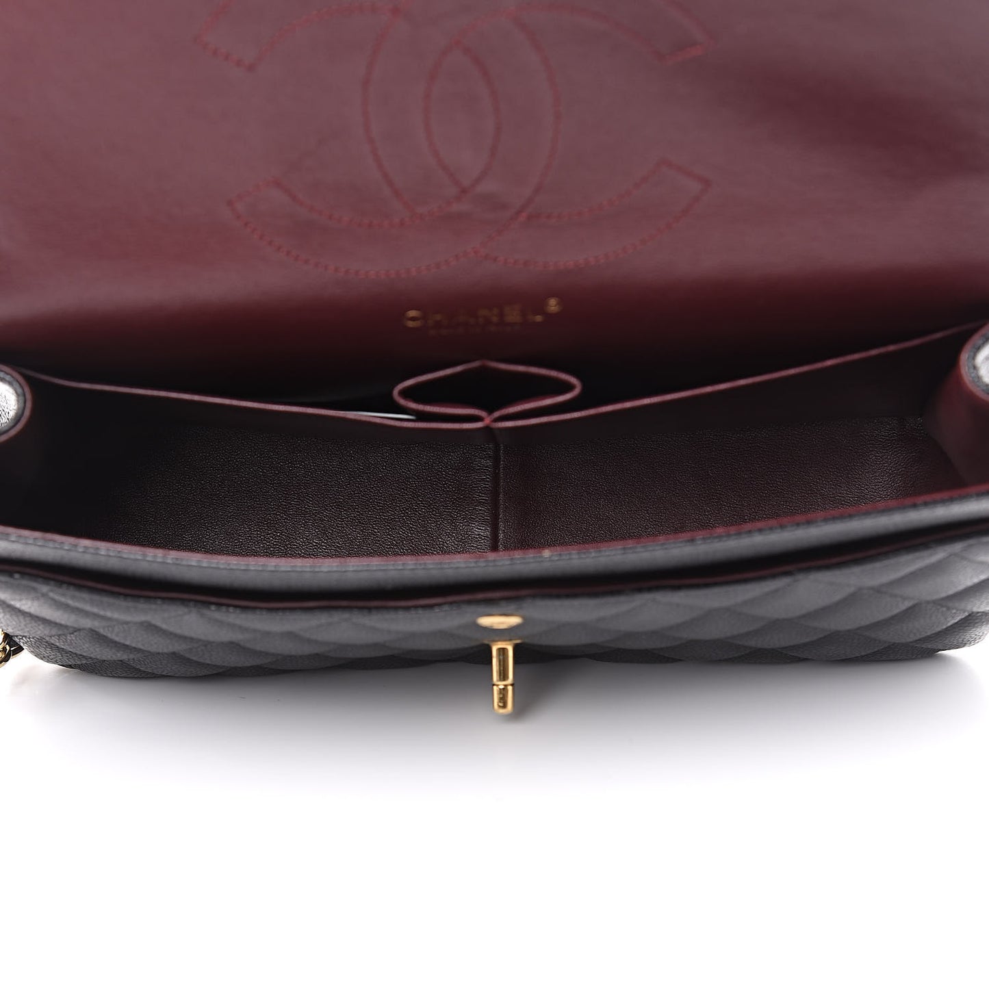 Caviar Quilted Jumbo Double Flap Black