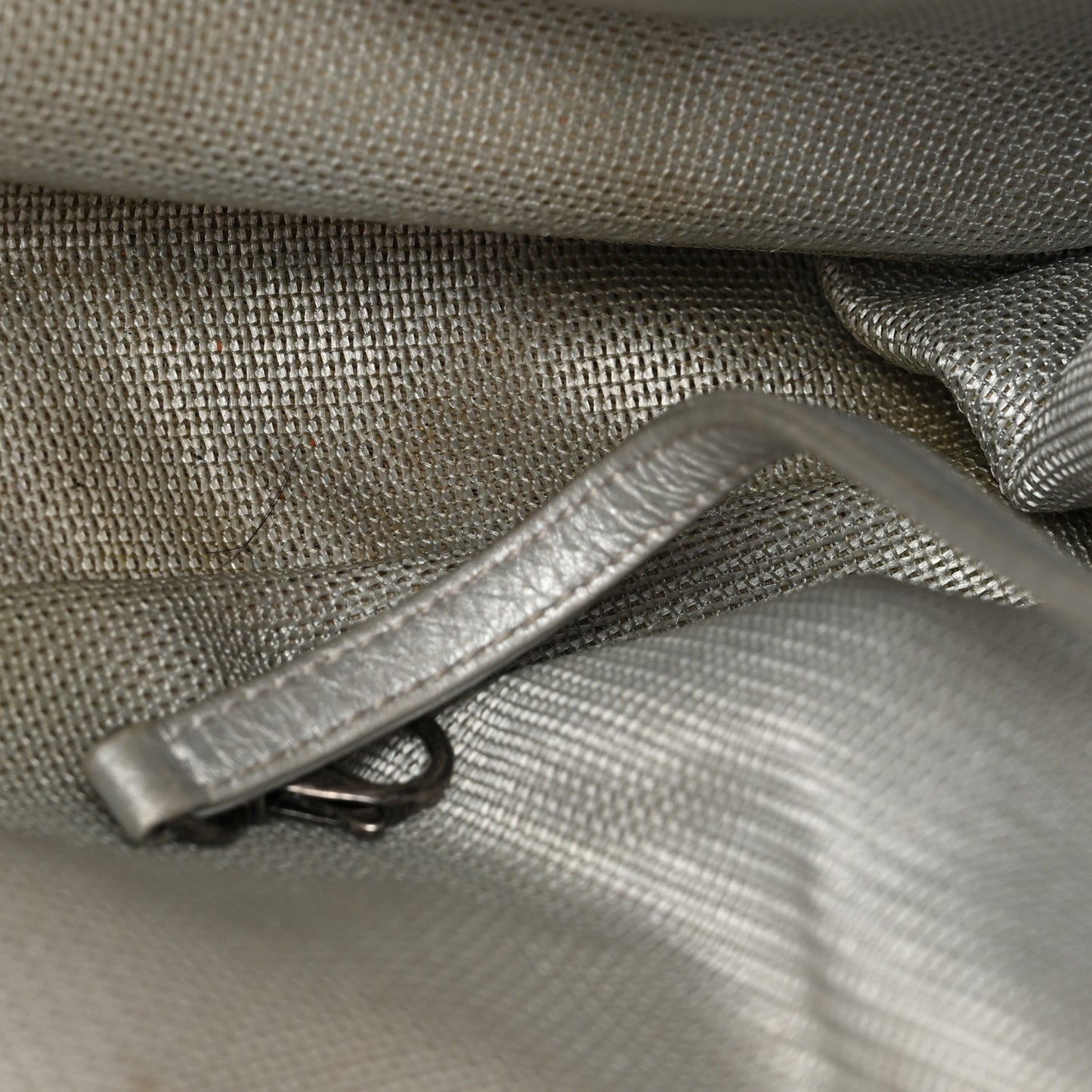 Metallic Calfskin Quilted XXL Travel Flap Bag Silver
