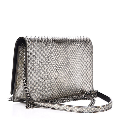 Saint Laurent Metallic Python Calfskin Embossed Classic Monogram Kate Tassel Chain Wallet Anthracite 3 of 13