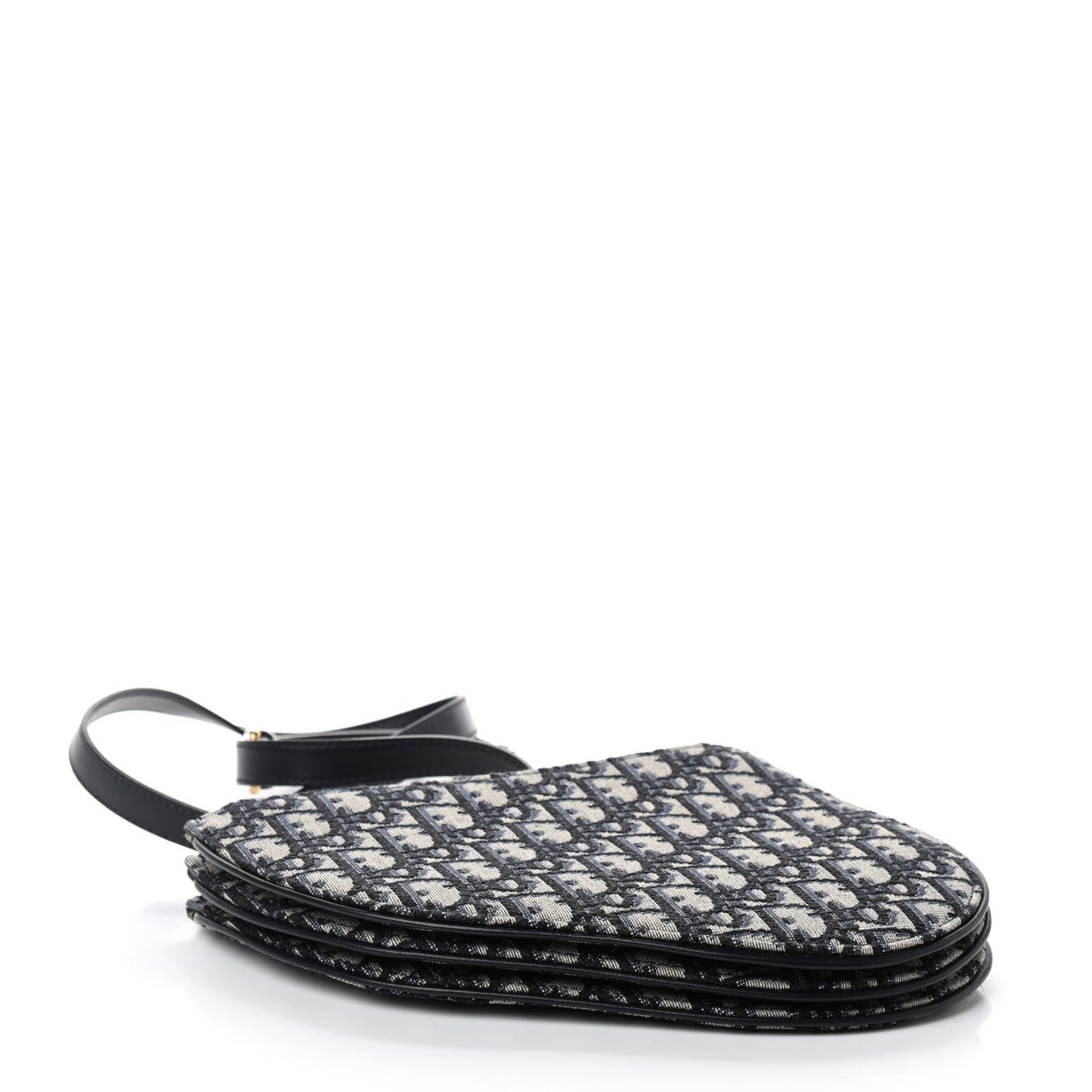 Oblique Saddle Pouch With Strap Navy Blue