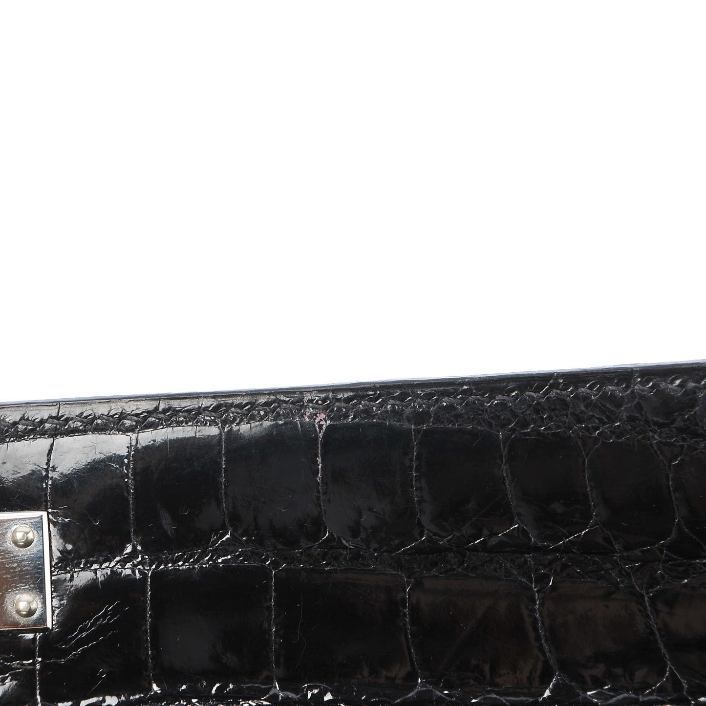 Shiny Niloticus Crocodile Kelly Cut Pochette Black