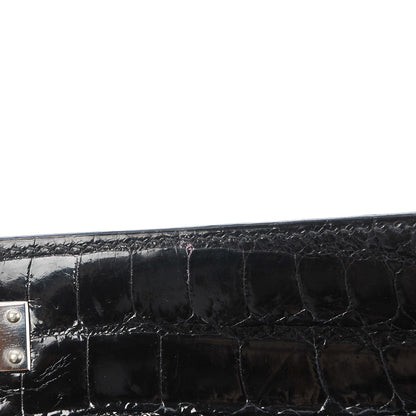 Hermes Shiny Niloticus Crocodile Kelly Cut Pochette Black 19 of 21