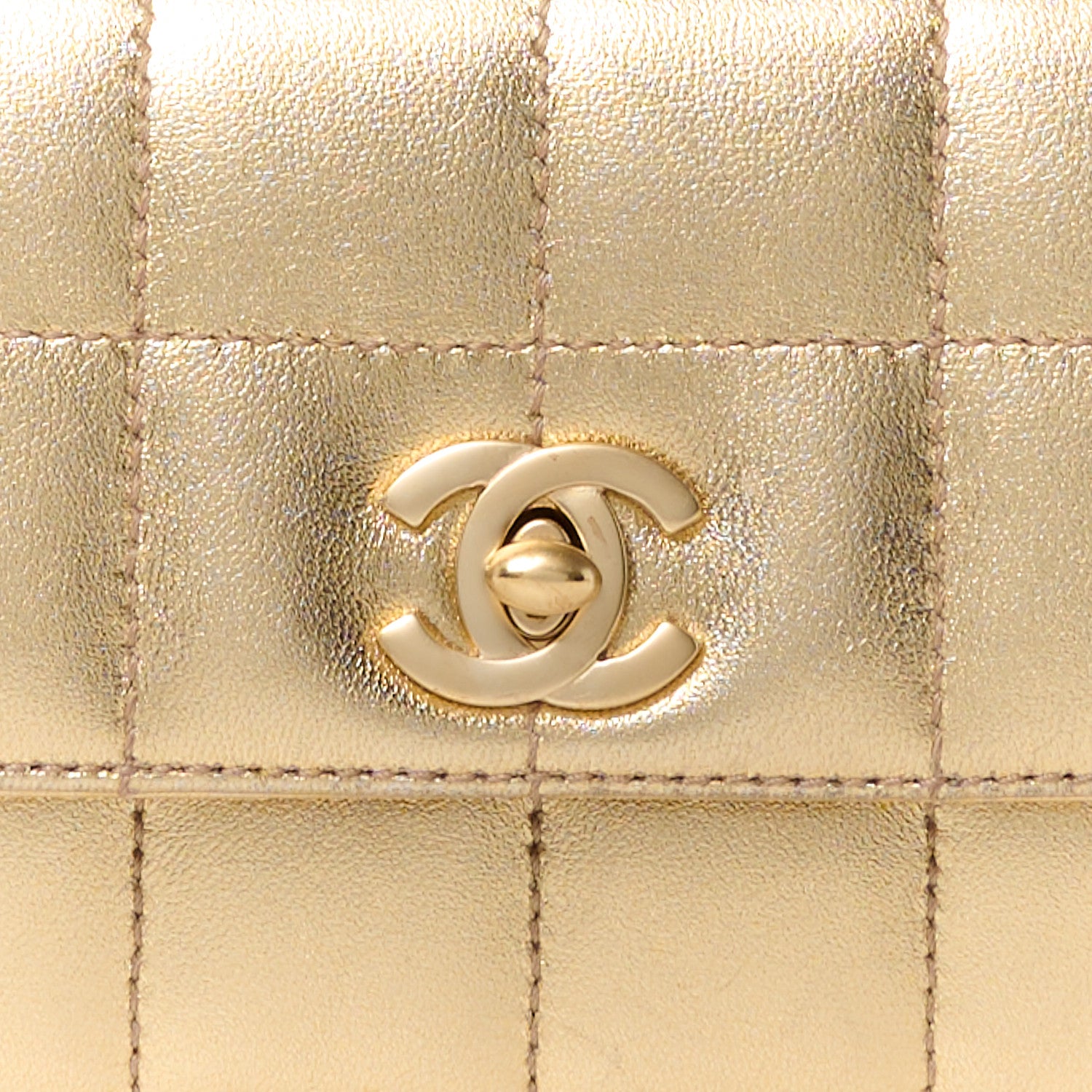 Chanel Metallic Lambskin Quilted Chocolate Bar 3 Chain Flap Gold 11 of 13