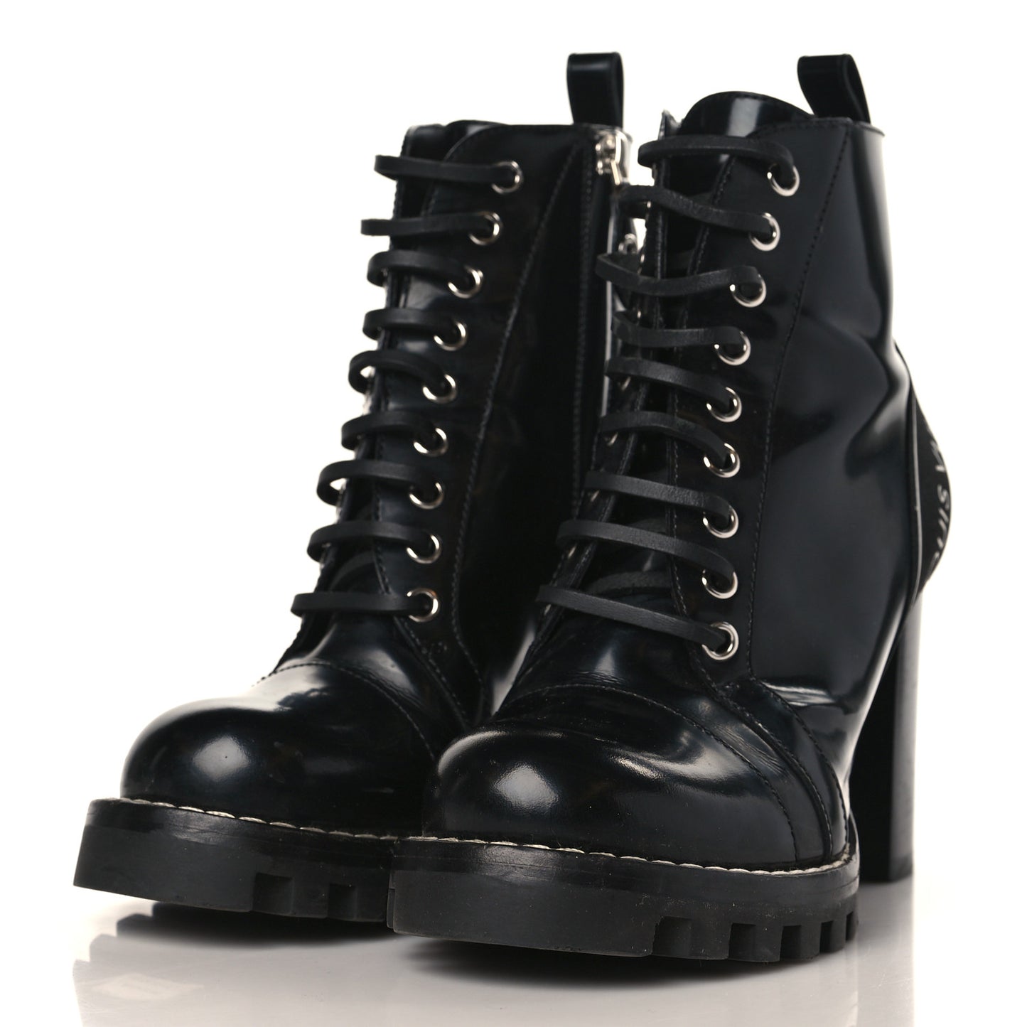 Glazed Calfskin Star Trail Ankle Boots 36.5 Black