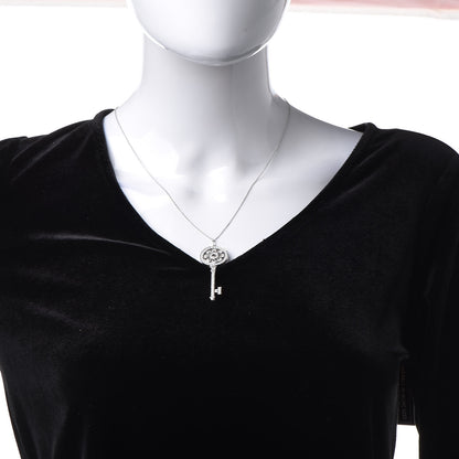 Tiffany Platinum Diamond Petals Key Pendant Necklace 2 of 6
