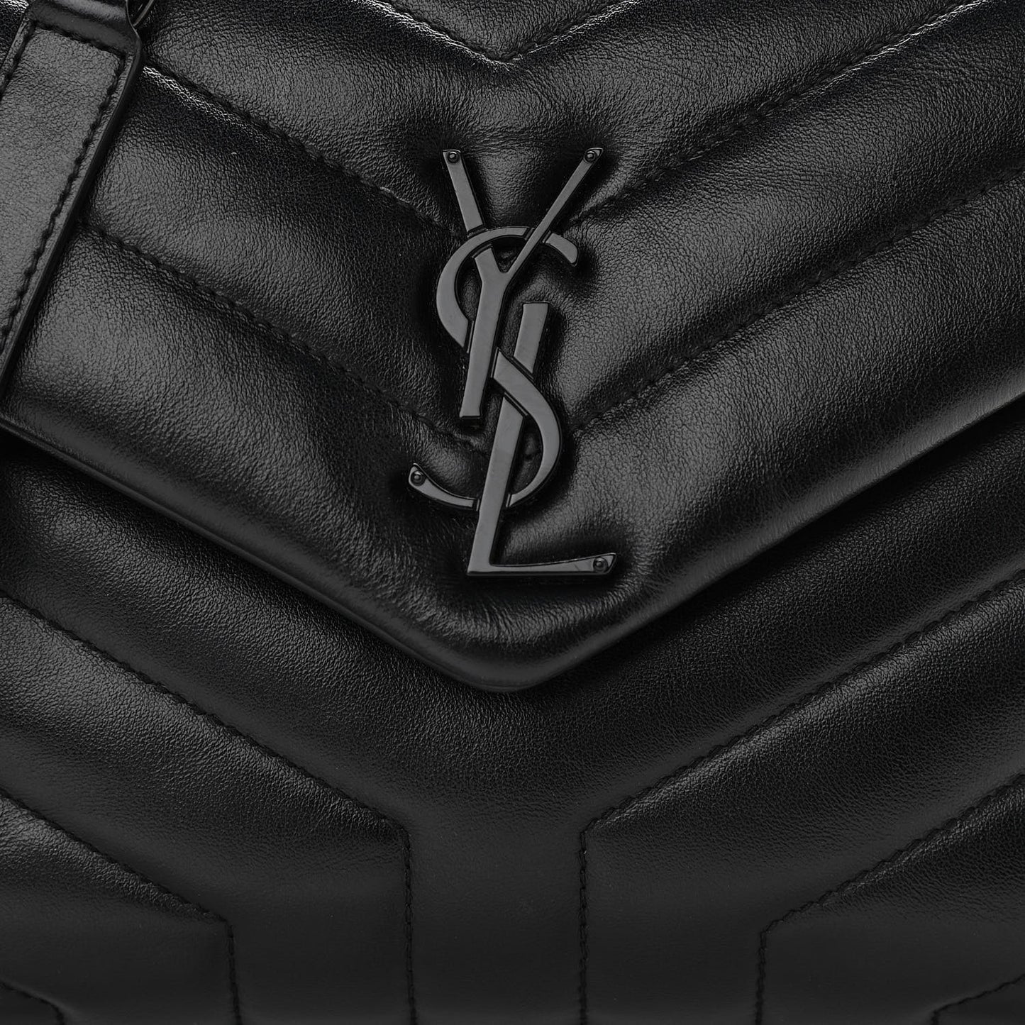 Calfskin Y Quilted Monogram Small Loulou Chain Satchel Black