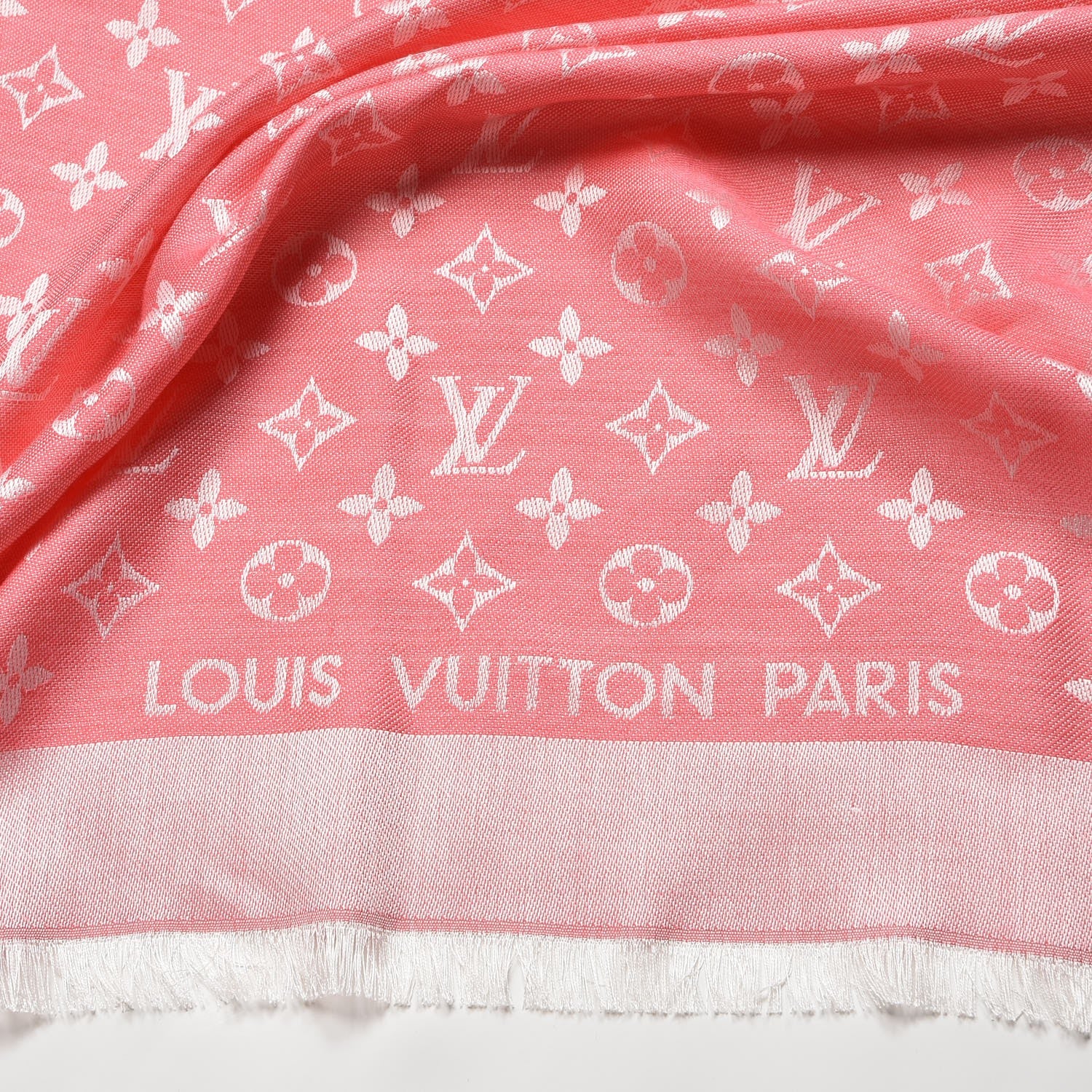 Louis Vuitton Wool Silk Monogram Denim Shawl Pivoine 4 of 4