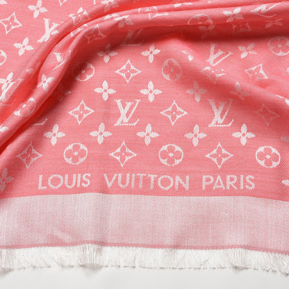 Louis Vuitton Wool Silk Monogram Denim Shawl Pivoine 4 of 4
