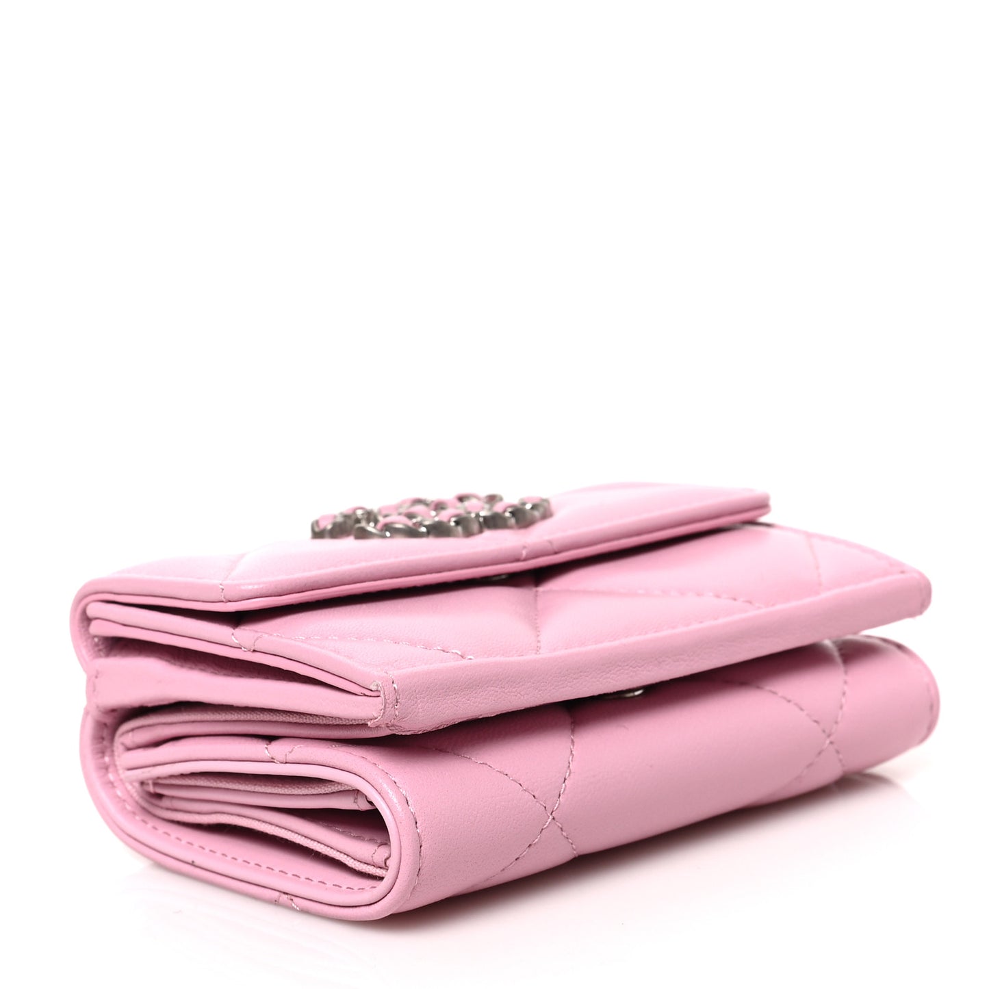 Goatskin Quilted Chanel 19 Small Flap Wallet Pink