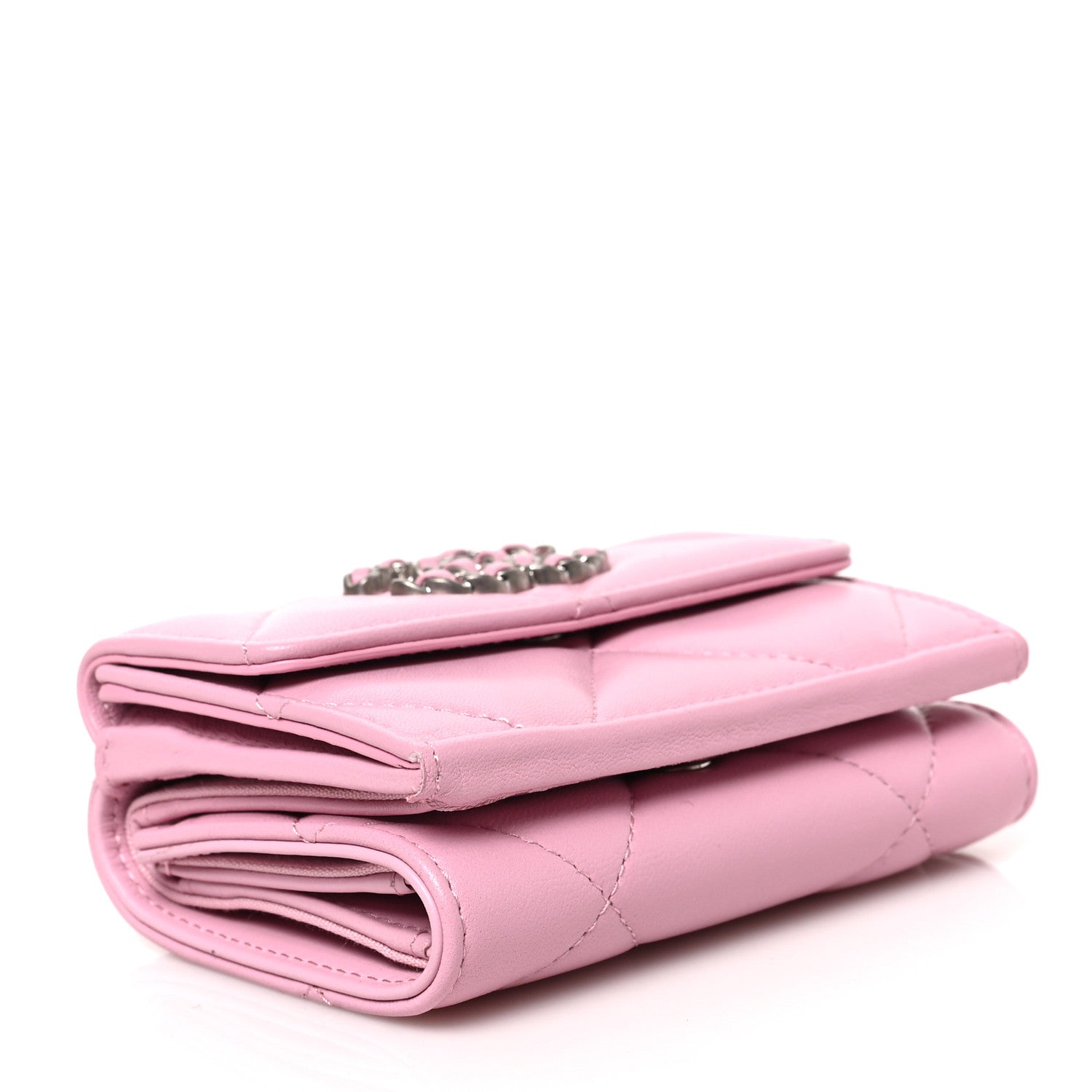 Chanel Goatskin Quilted Chanel 19 Small Flap Wallet Pink 4 of 7