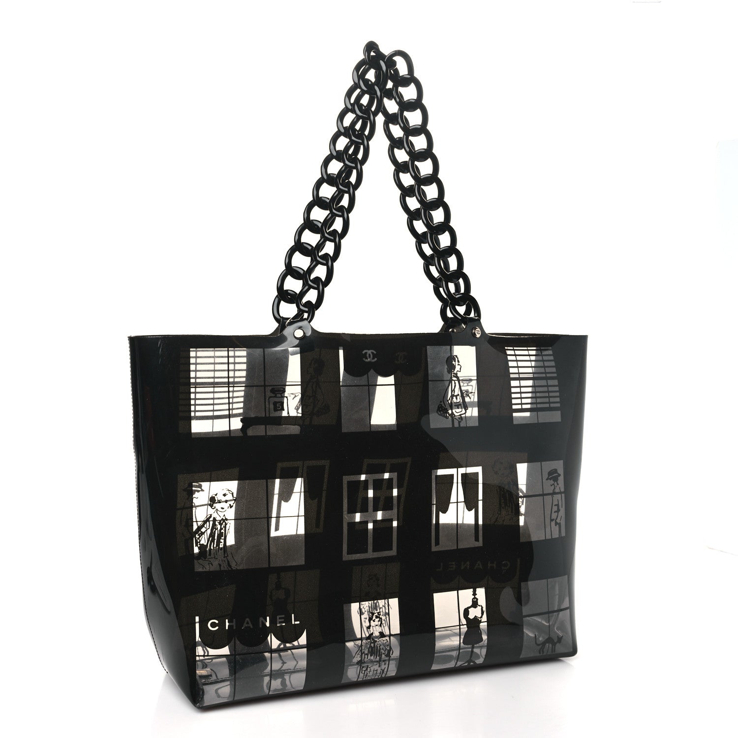 Chanel Vinyl Coco Window Tote Black 3 of 10