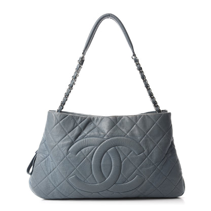Chanel Caviar Quilted Expandable Zip Shoulder Bag Blue 1 of 11