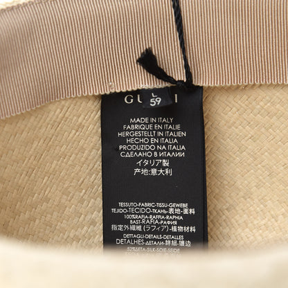 Gucci Raffia Ribbon Striped Panama Hat 59 Natural 5 of 7
