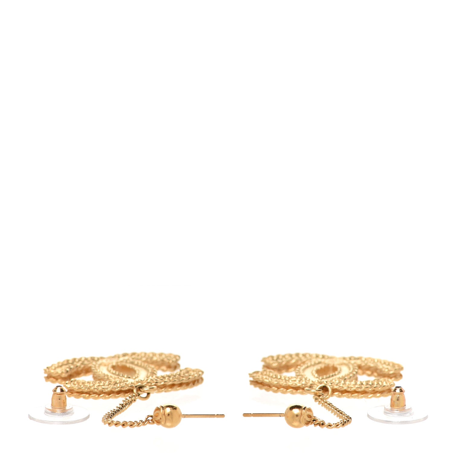 Chanel CC Drop Earrings Matte Gold 3 of 5