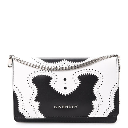 Givenchy Calfskin Brogue Mini Pandora Chain Wallet Black White 1 of 7