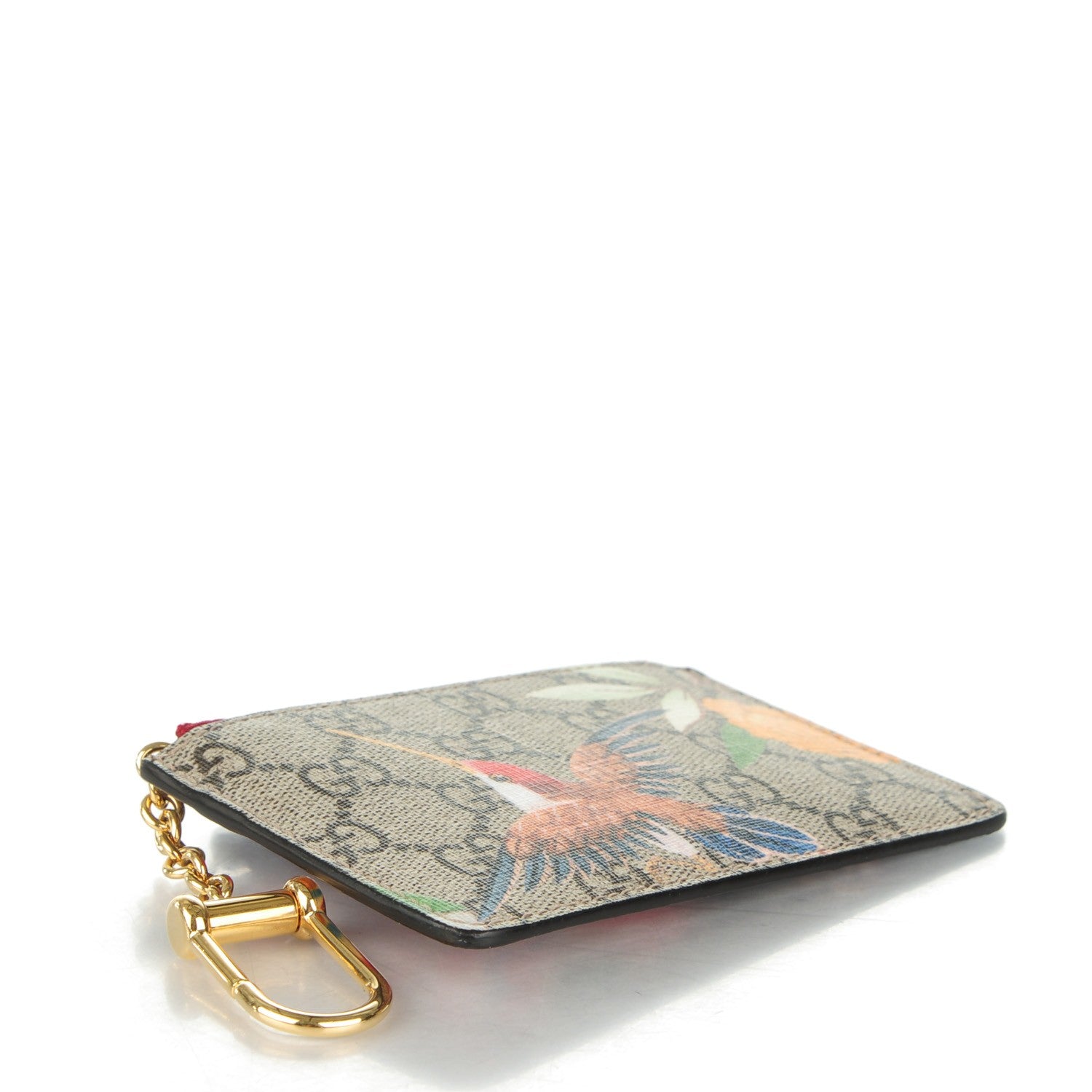 Gucci GG Supreme Monogram Tian Key Case Beige Multicolor Red 4 of 5