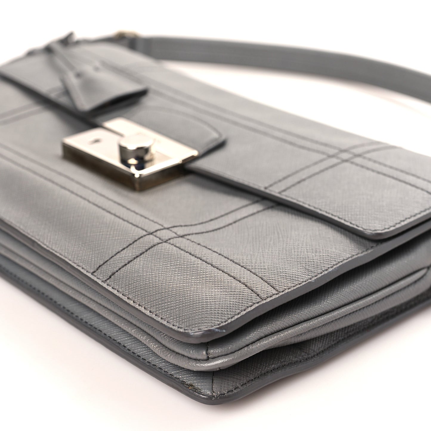 Saffiano Soft Stitched Sound Shoulder Bag Marmo