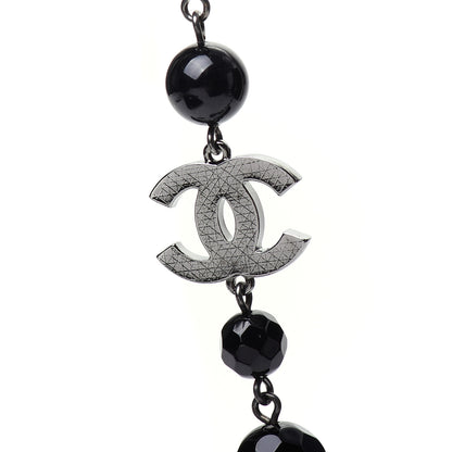 Chanel Ruthenium Pearl Beaded CC Long Necklace Black 4 of 6