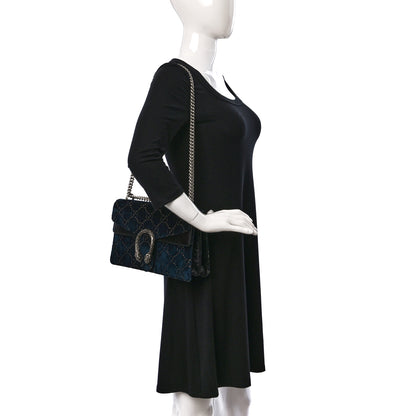 Gucci Velvet Skipper GG Monogram Small Dionysus Shoulder Bag Blue Beige Black 2 of 14