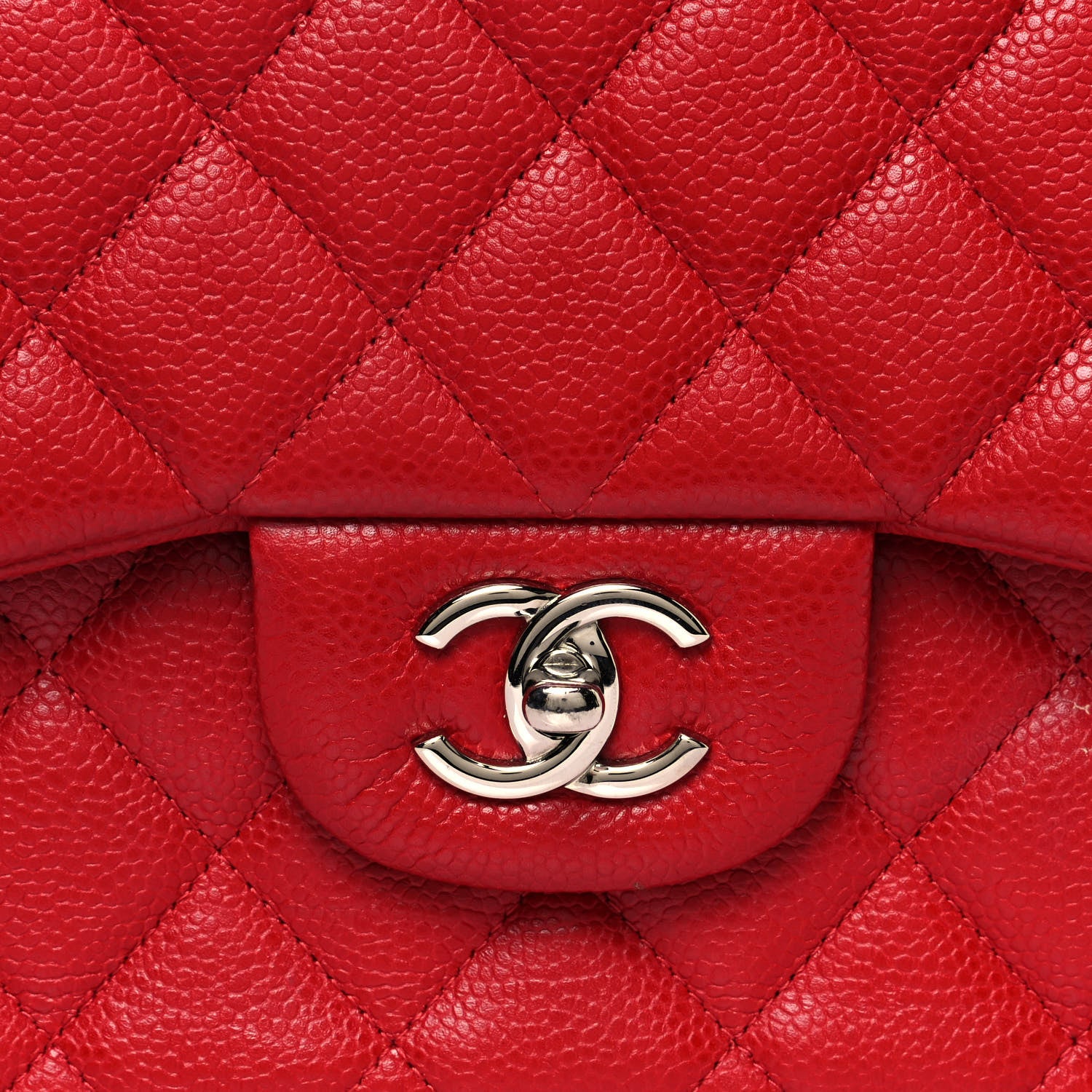 Chanel Caviar Quilted Jumbo Double Flap Red 8 of 18