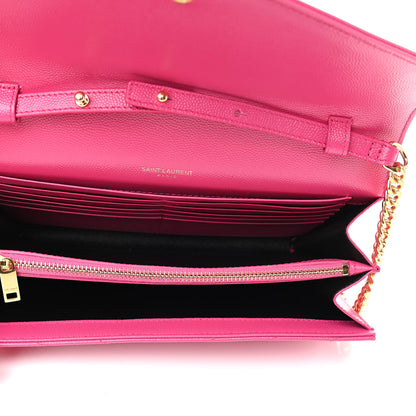Saint Laurent Grain De Poudre Matelasse Chevron Monogram Chain Wallet Bubblegum 5 of 10