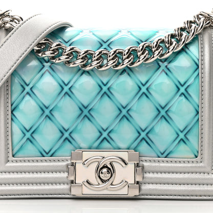 Chanel Metallic Lambskin PVC Quilted Small Boy Flap Blue 8 of 19