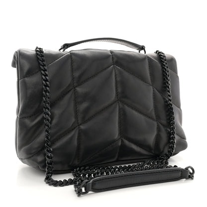 Saint Laurent Lambskin Quilted Toy Loulou Puffer Monogram Monochrome Chain Satchel Black 3 of 10