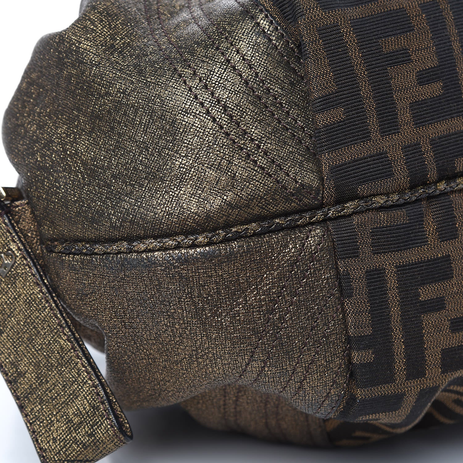 Fendi Zucca Goatskin Spy Bowler Tobacco Bronzo 9 of 10