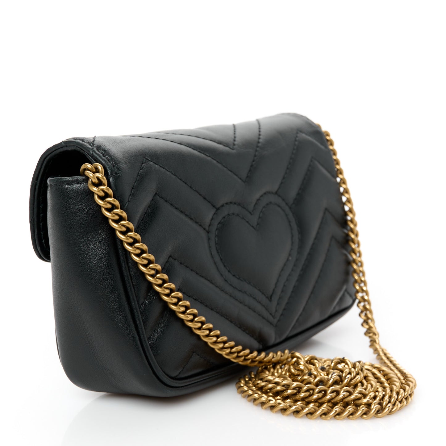 Calfskin Matelasse Super Mini GG Marmont Shoulder Bag Black