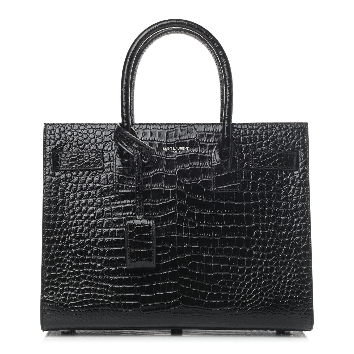 Saint Laurent Calfskin Crocodile Embossed Baby Sac De Jour Black 1 of 4