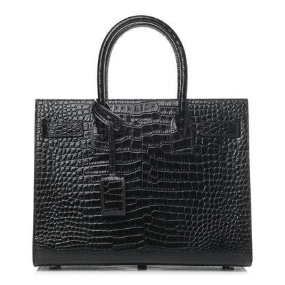 Saint Laurent Calfskin Crocodile Embossed Baby Sac De Jour Black 1 of 4
