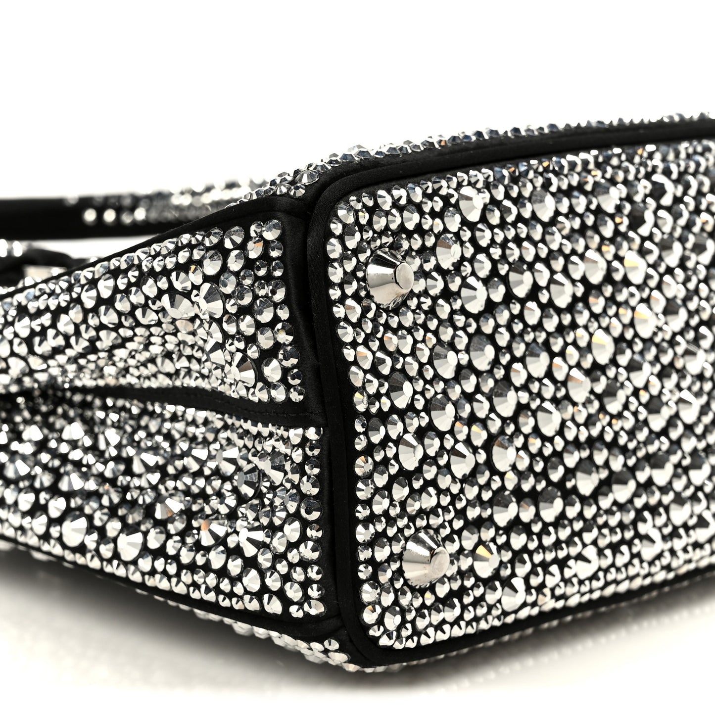 Satin Crystal Mini Galleria Double Zip Tote Metal