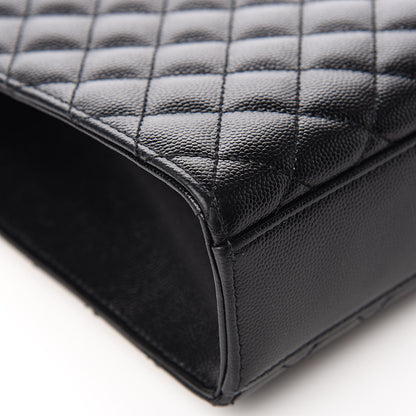 Saint Laurent Grain De Poudre Textured Mixed Matelasse Large Triquilt Monogram Monochrome Satchel Black 11 of 13