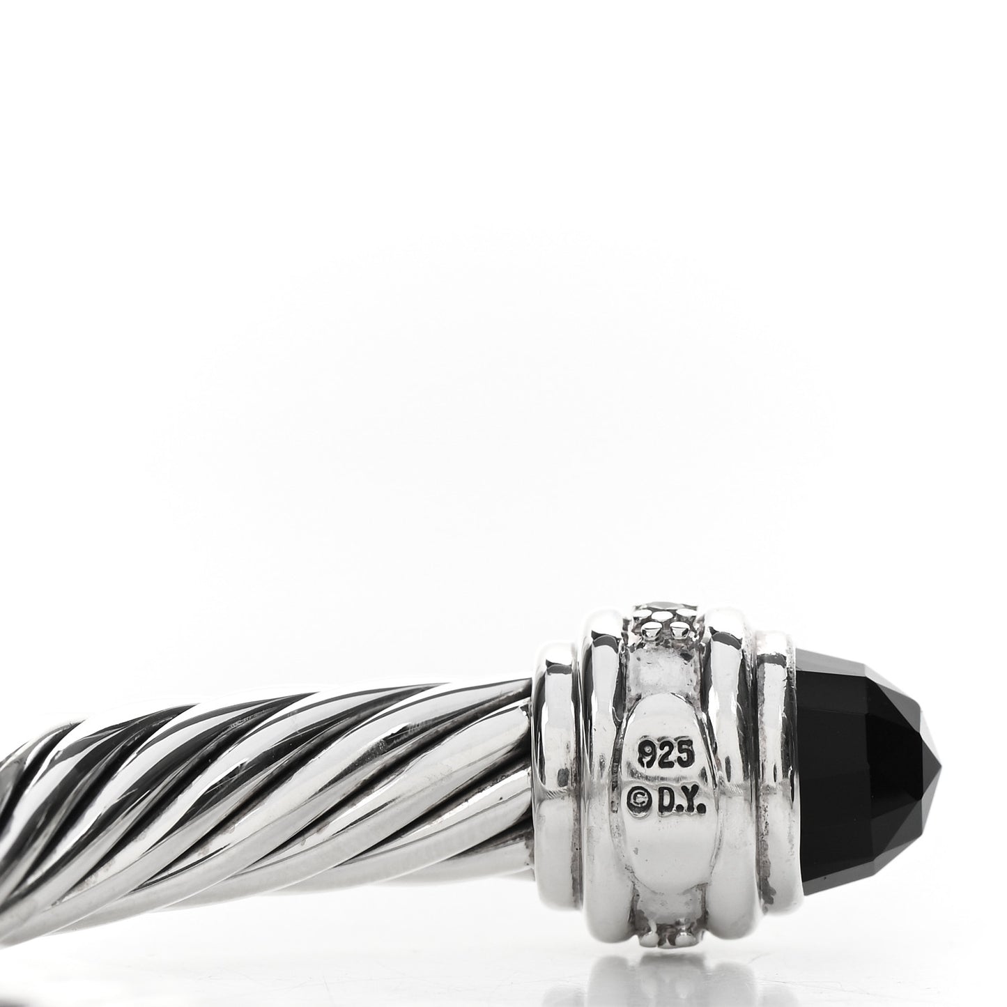 Sterling Silver Diamond Black Onyx 7mm Cable Classics Bracelet