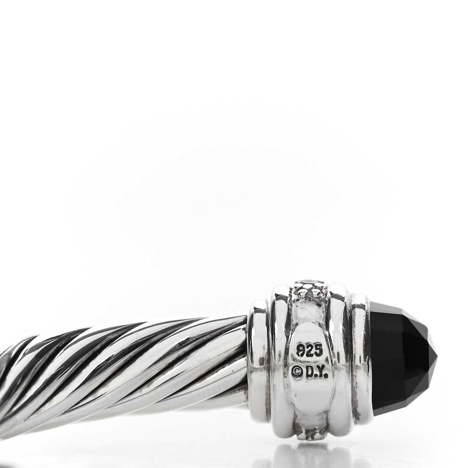 David Yurman Sterling Silver Diamond Black Onyx 7mm Cable Classics Bracelet 3 of 3