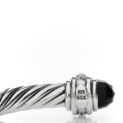 David Yurman Sterling Silver Diamond Black Onyx 7mm Cable Classics Bracelet 3 of 3