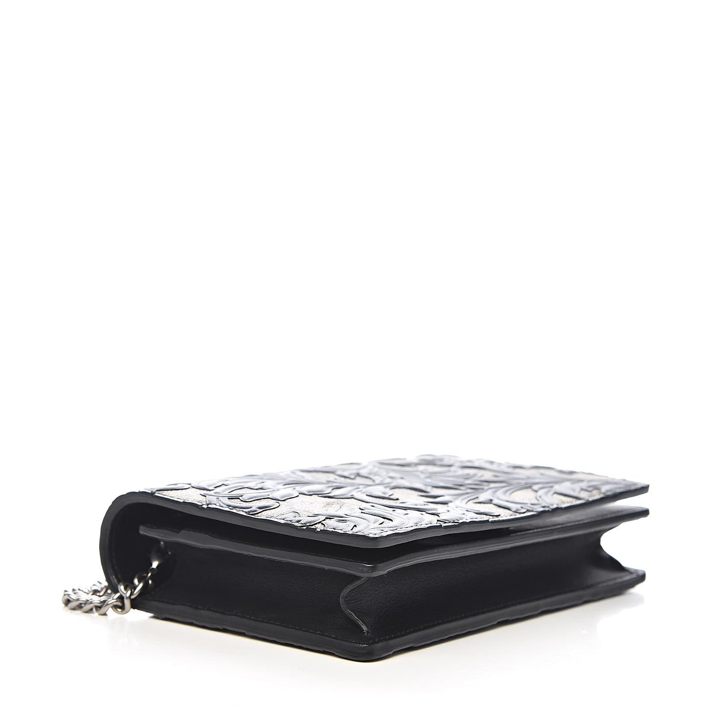 GG Supreme Monogram Arabesque Chain Wallet Black