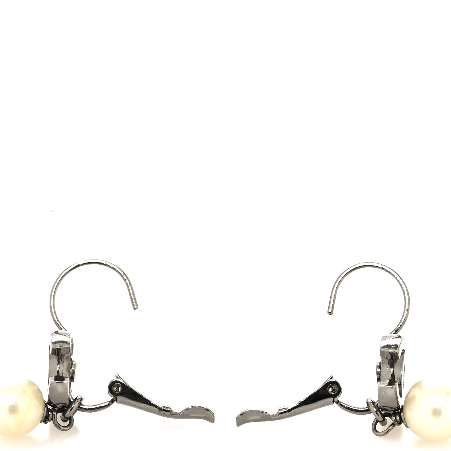 Ruthenium Pearl CC Ribbon Drop Earrings