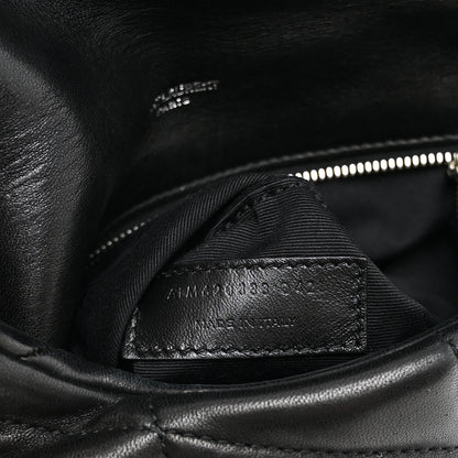 Saint Laurent Lambskin Quilted Toy Loulou Puffer Monogram Chain Satchel Black 6 of 9