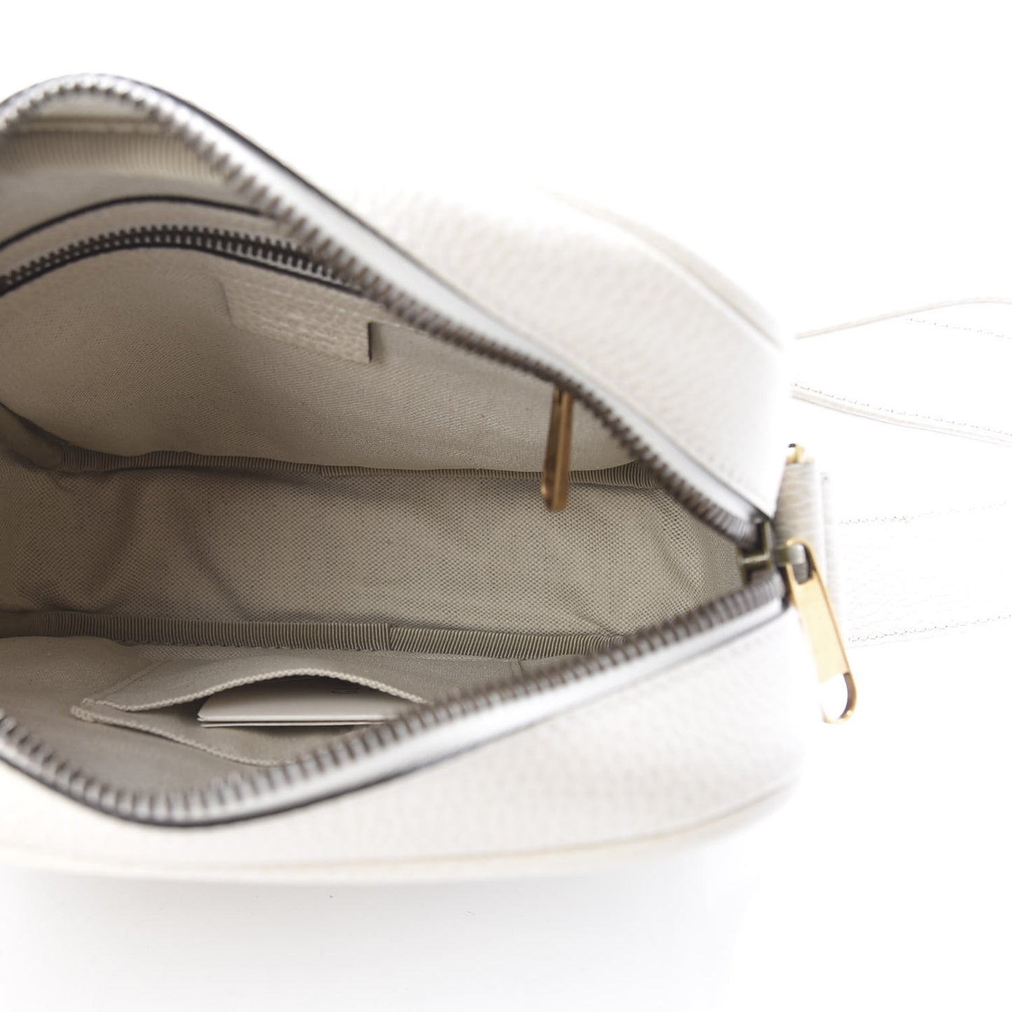 Grained Calfskin Logo Messenger Bag White