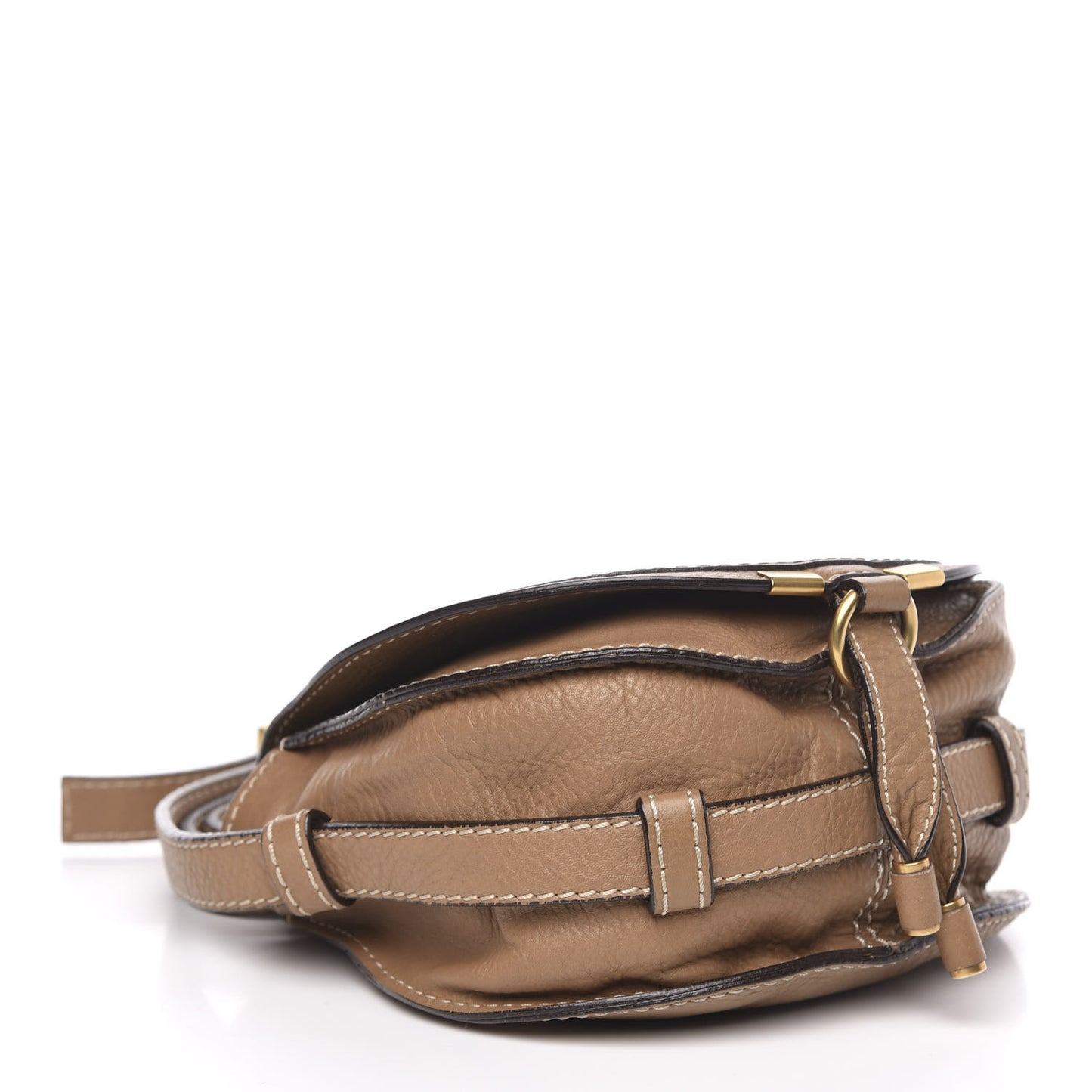 Calfskin Mini Marcie Round Crossbody Bag Nut